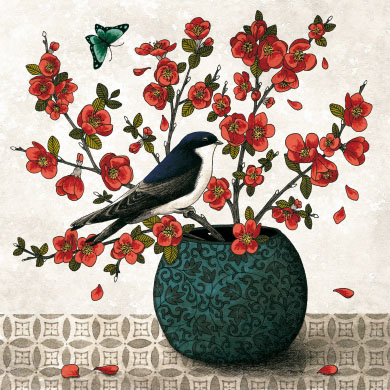 Une hirondelle dans un bouquet
