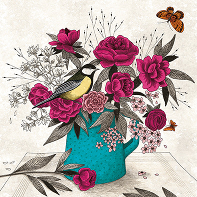 une mésange dans les pivoines